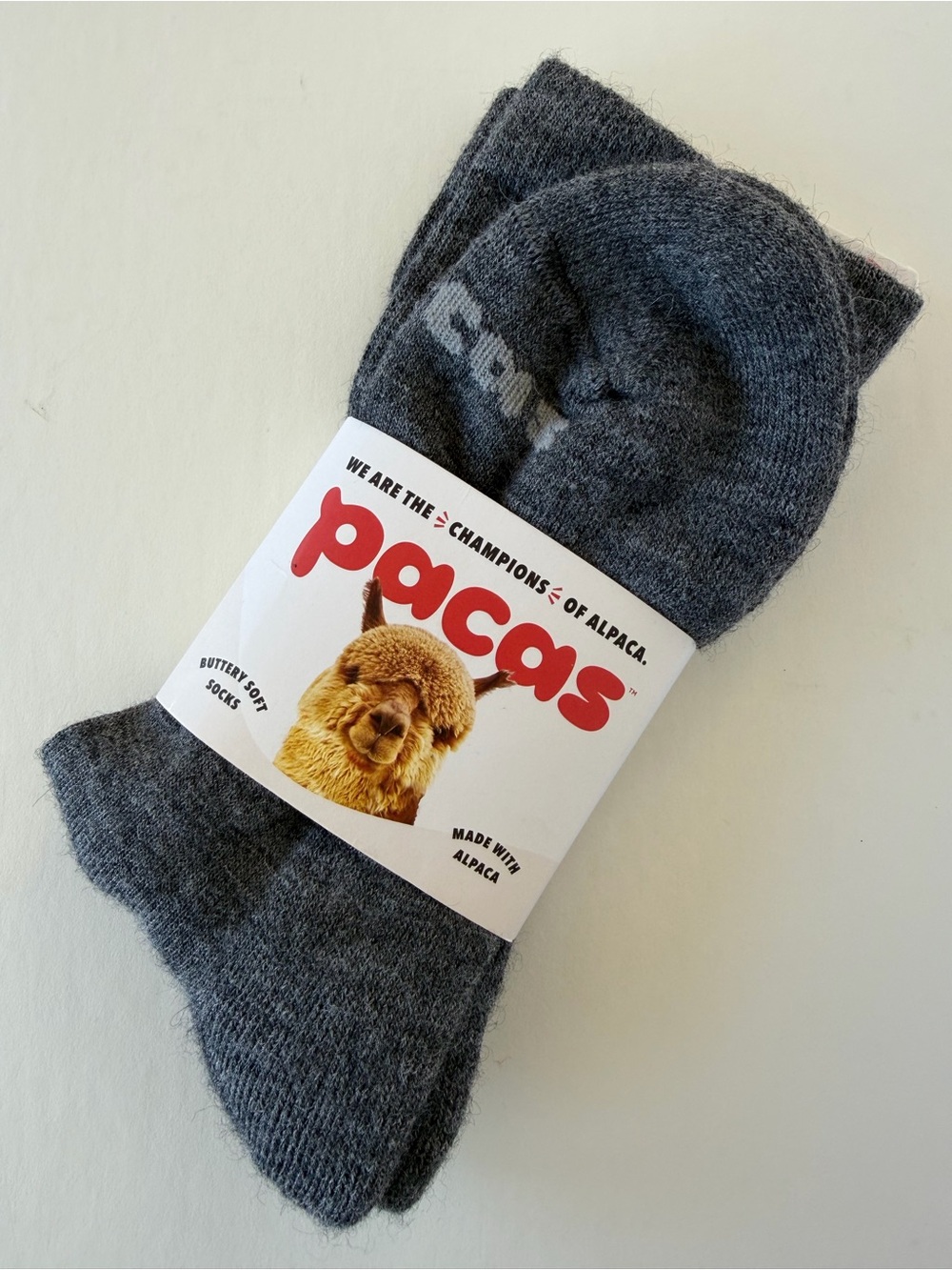 Pacas Socks Men's Med/Large Heavy Crew Alpaca Gray 1 Pair New With Tags